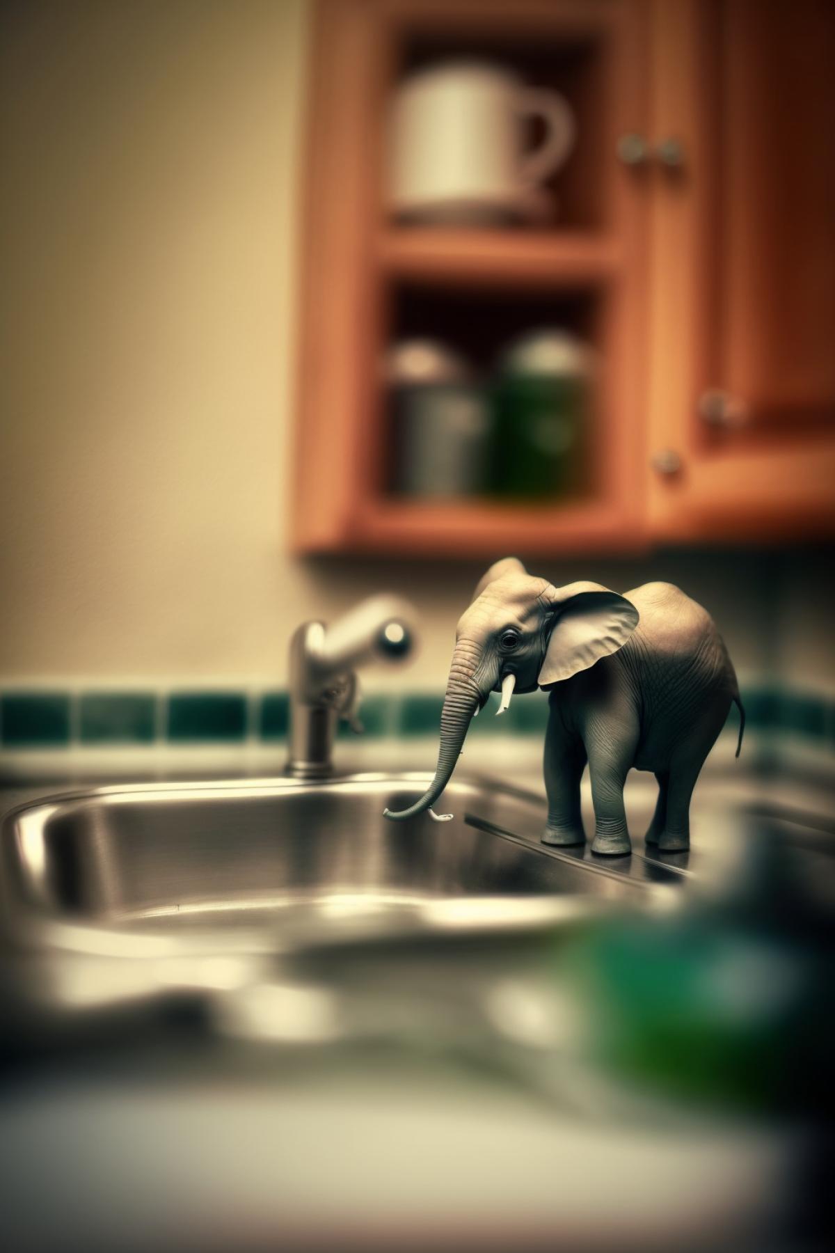 Microscopic elephant in the kitchen, macro photo
