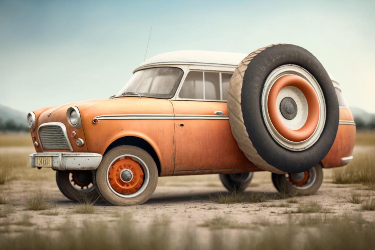 small car with giant wheels