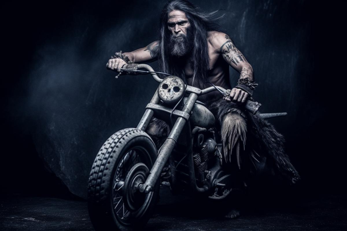 Neanderthals on primitive motorcycles