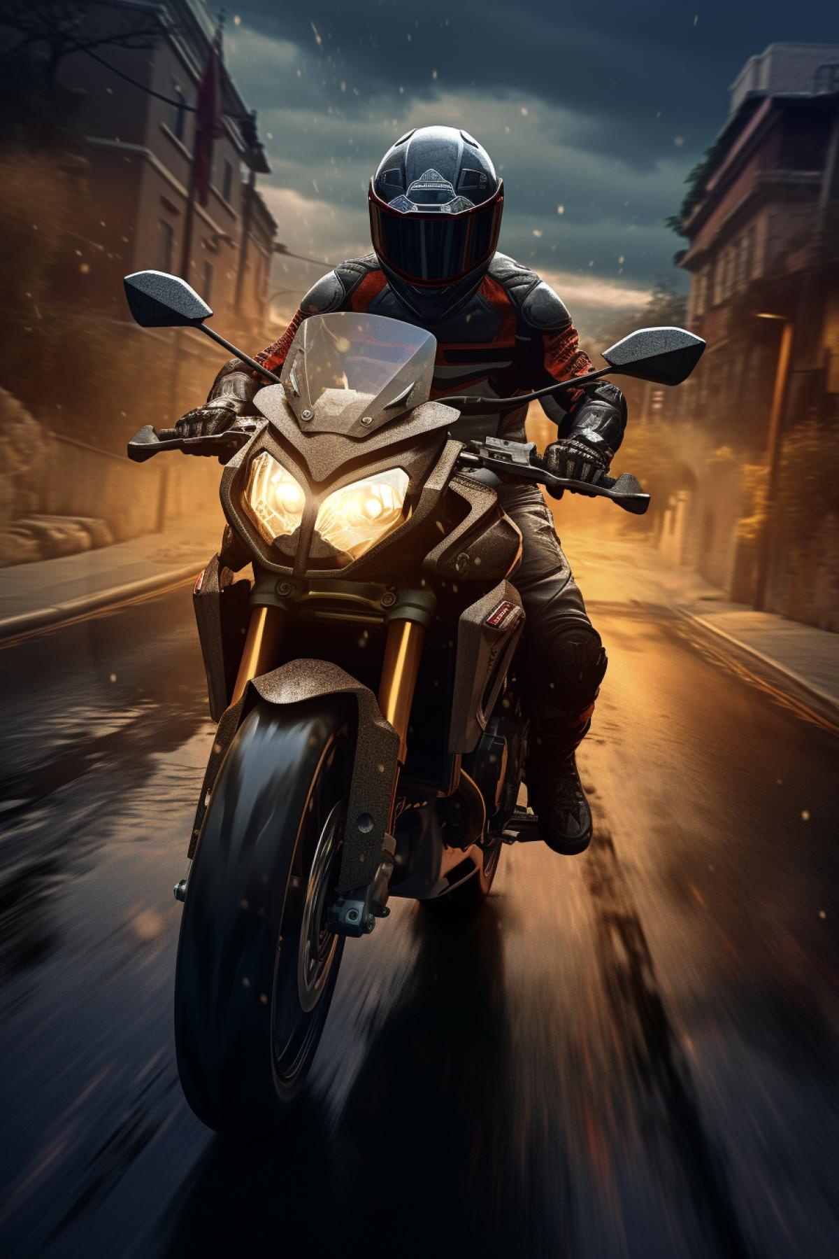 a person riding a motorcycle on a road, a photorealistic painting by Stefan Lochner, instagram contest winner, neo-romanticism, rim light, ray tracing, hdr
