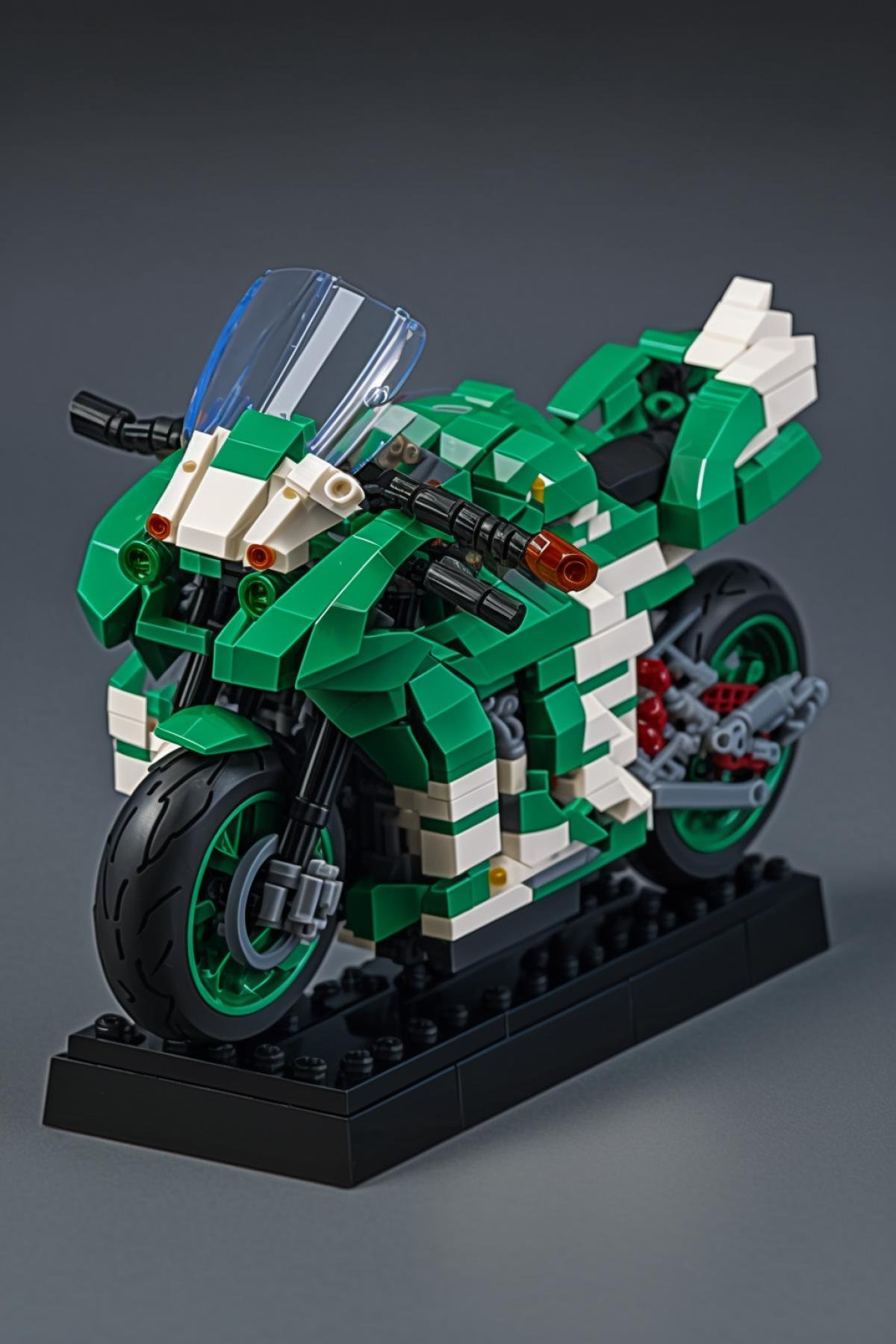 Kawasaki Lego sports bike, professional photo, high detail