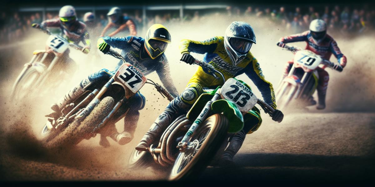 Speedway in the stadium, screaming spectators, motorcyclists close-up, overtaking on a turn, faces on camera, realistic