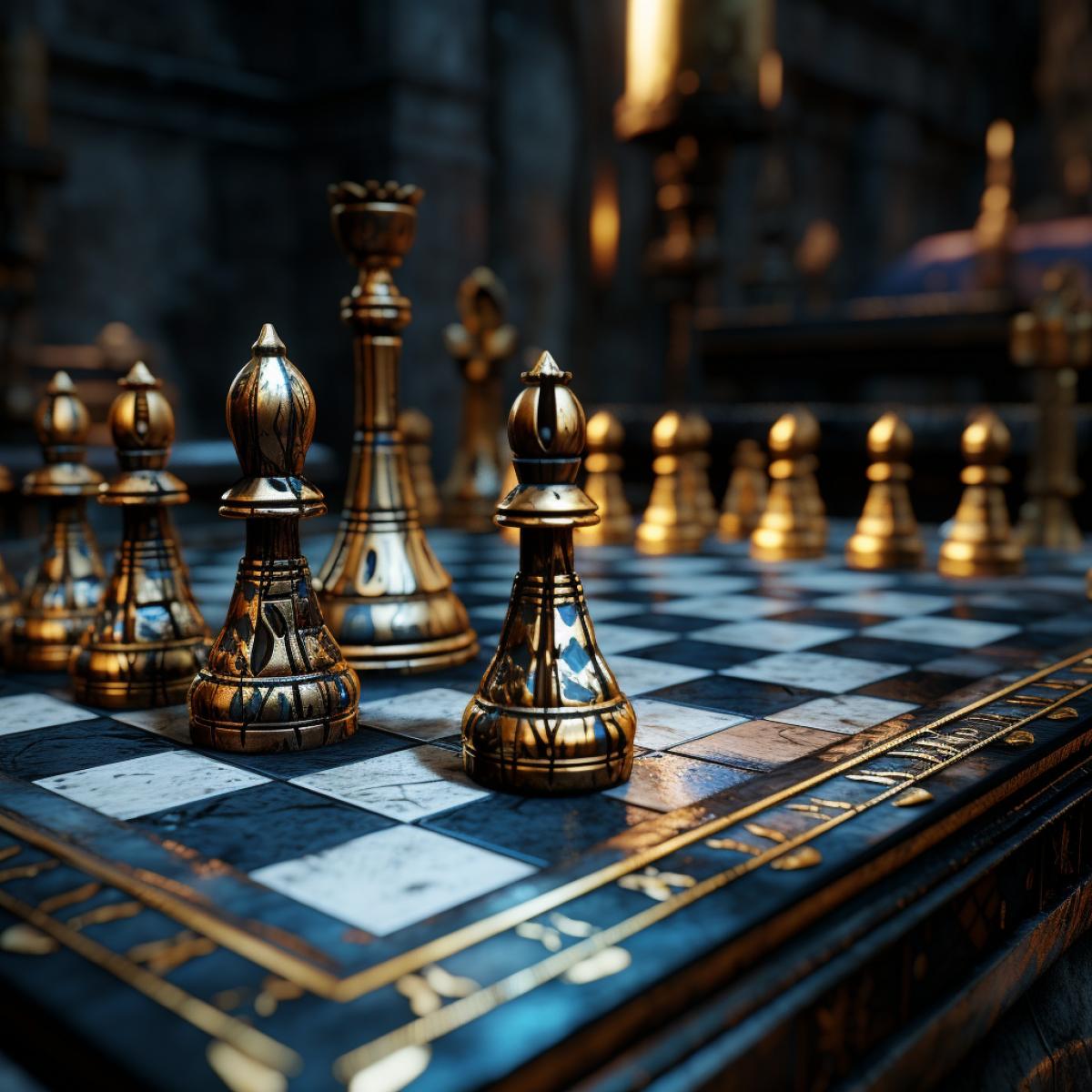 chess board, chess in gothic style, Hyper Maximalist, Elegant, Hyper Realistic, Super Detail lı, Dynamic Exposure, Photo, 8k