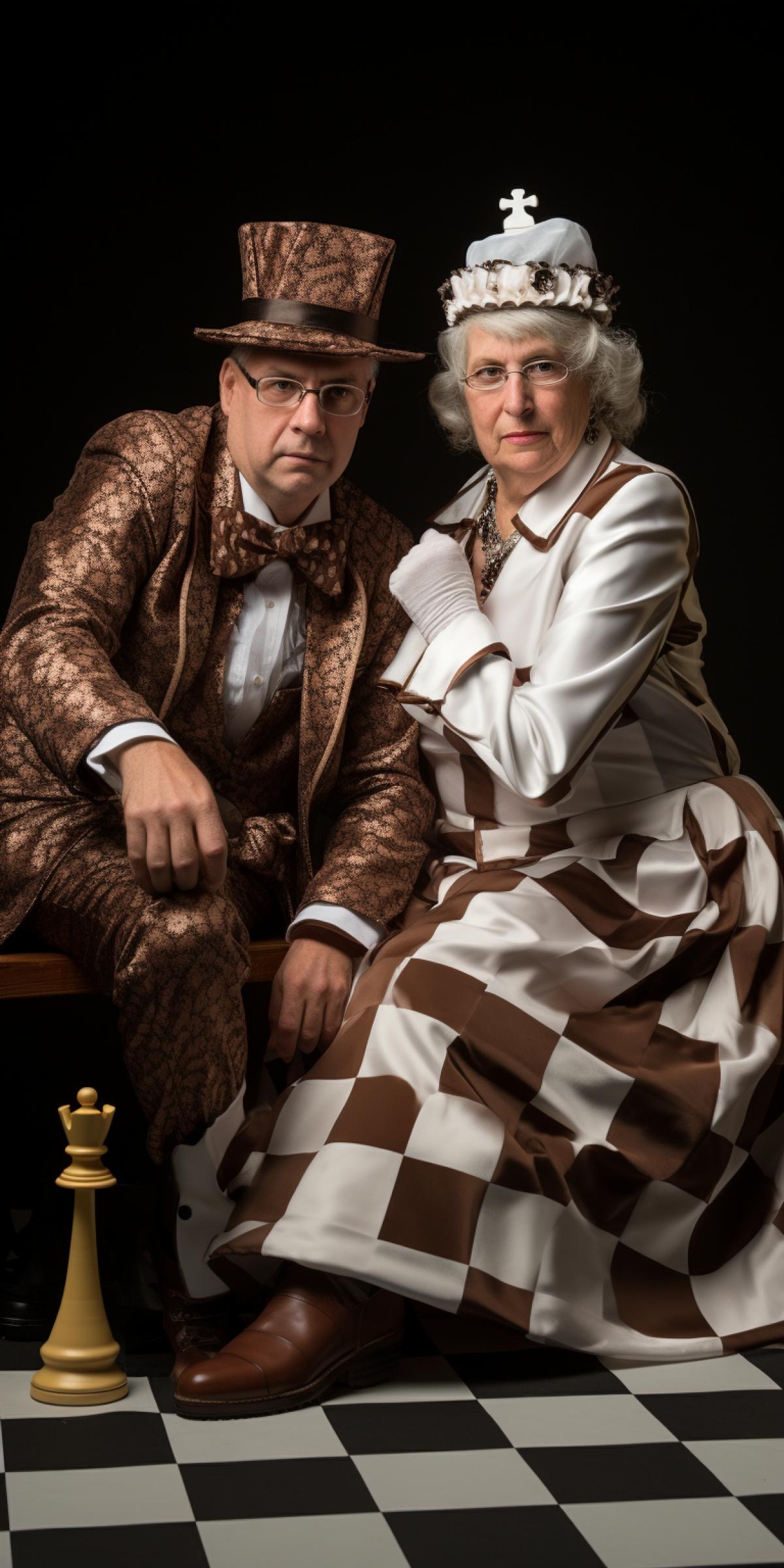 living people dressed as pieces on a chessboard
