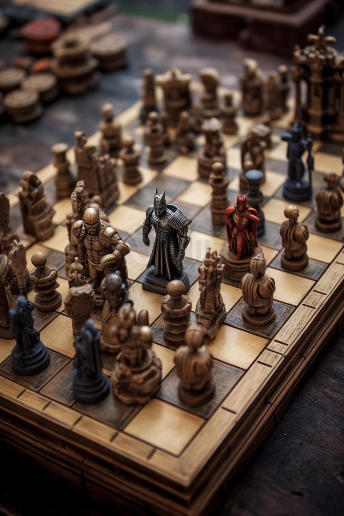 Make a chessboard, but instead of pieces there should be living superheroes who are preparing for battle