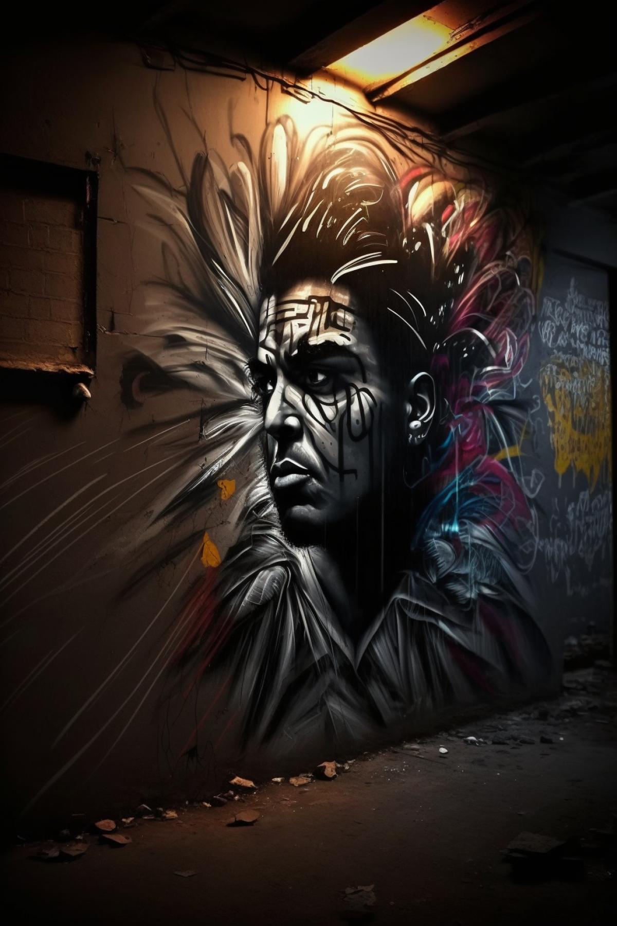 graffiti, street art, atmospheric, professional photography