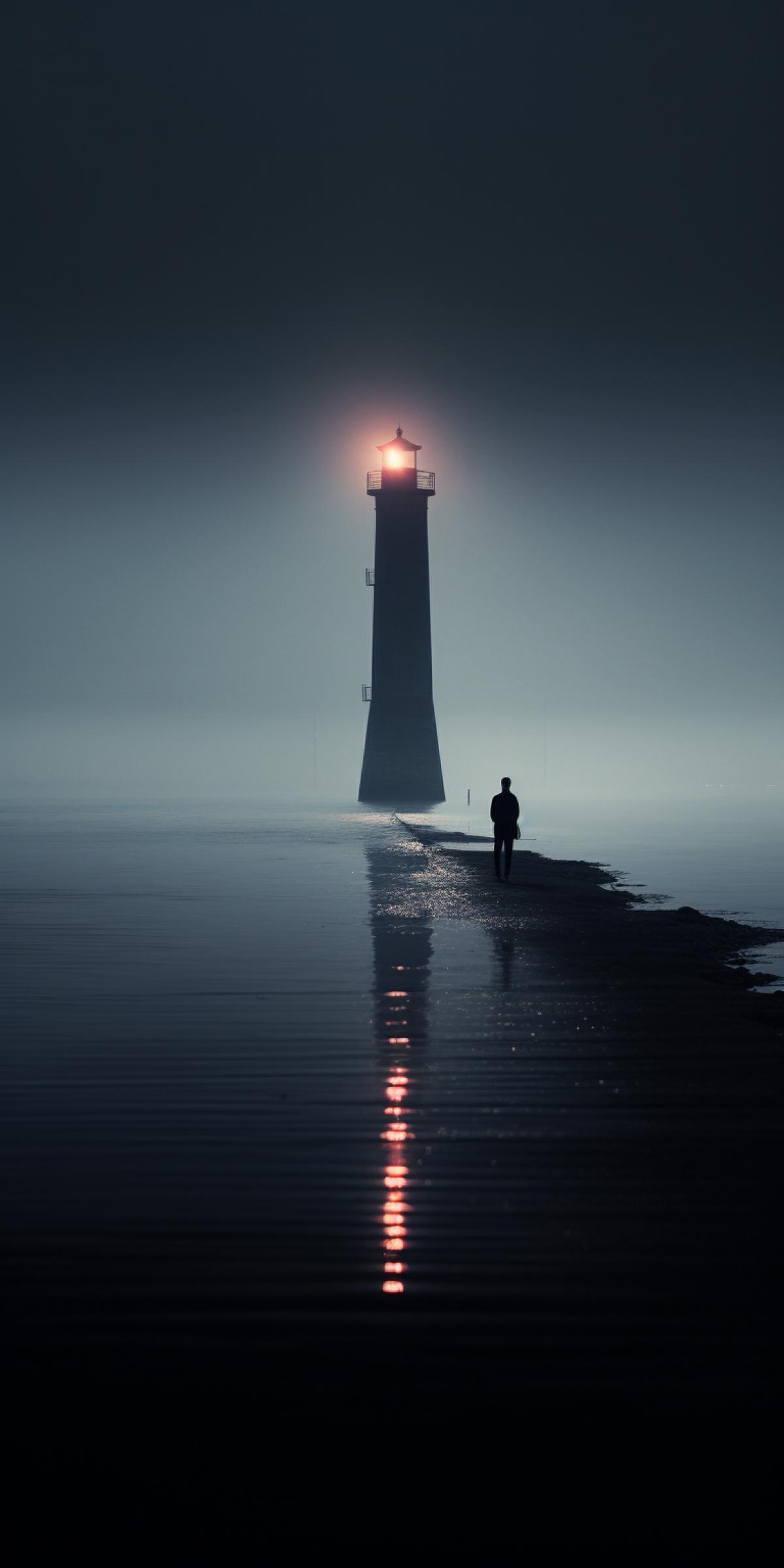 The Lighthouse of Sorrows, Minimalistic Photography in the style of Felicia Simion, Minimalism, Fine Art, Cinematic, Negative Space, In the style of Artistic Darkness, Surrealism