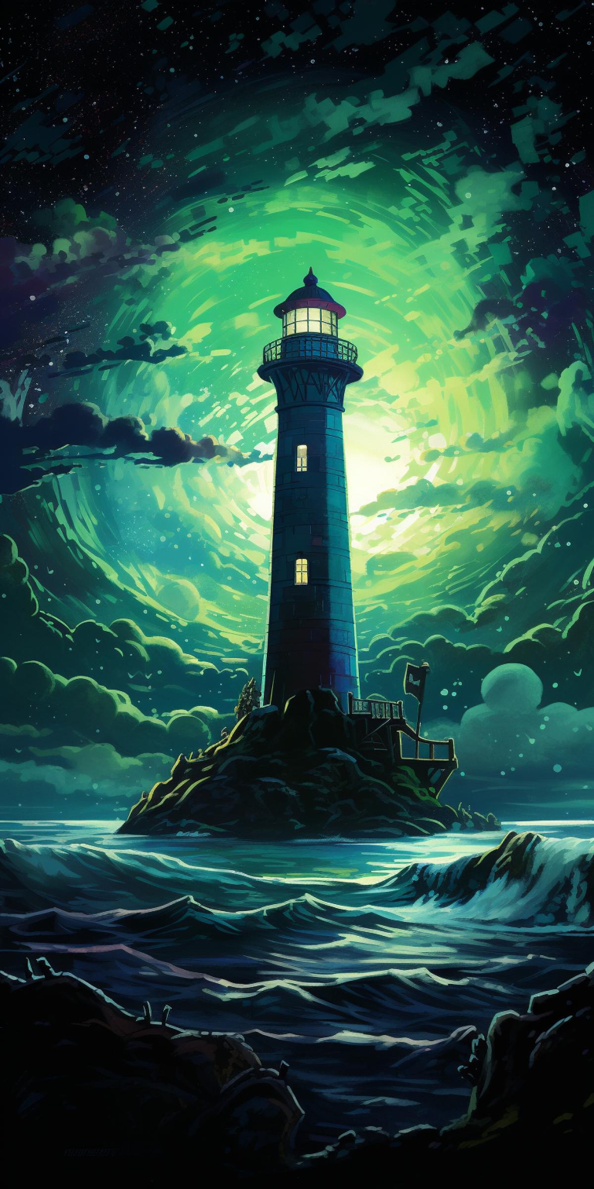 infinity malachite lighthouse world expo on a glittering astral sea, spectacular fantasy landscape concept art, james r. eads, craig mullins, raphael lacoste::1.5 ar 1:2 --no collage, split, words, text, border, frame, toy, mini, miniature, fake c 80