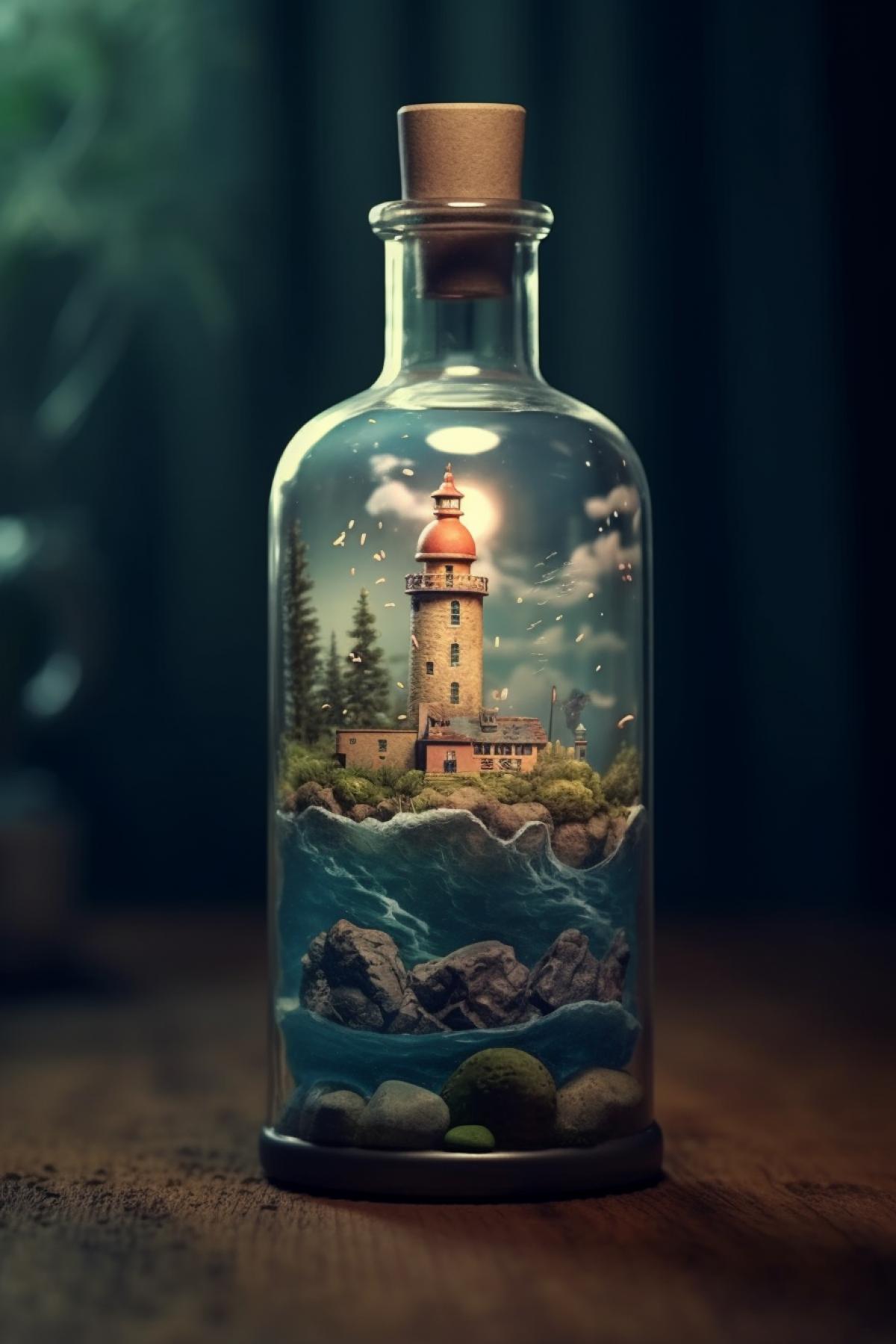 There is a lighthouse in the flask