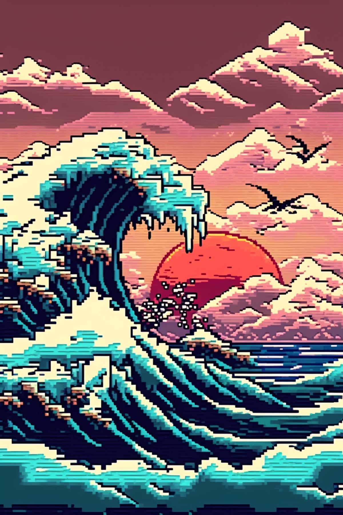 🤔🌊💪 pixel art