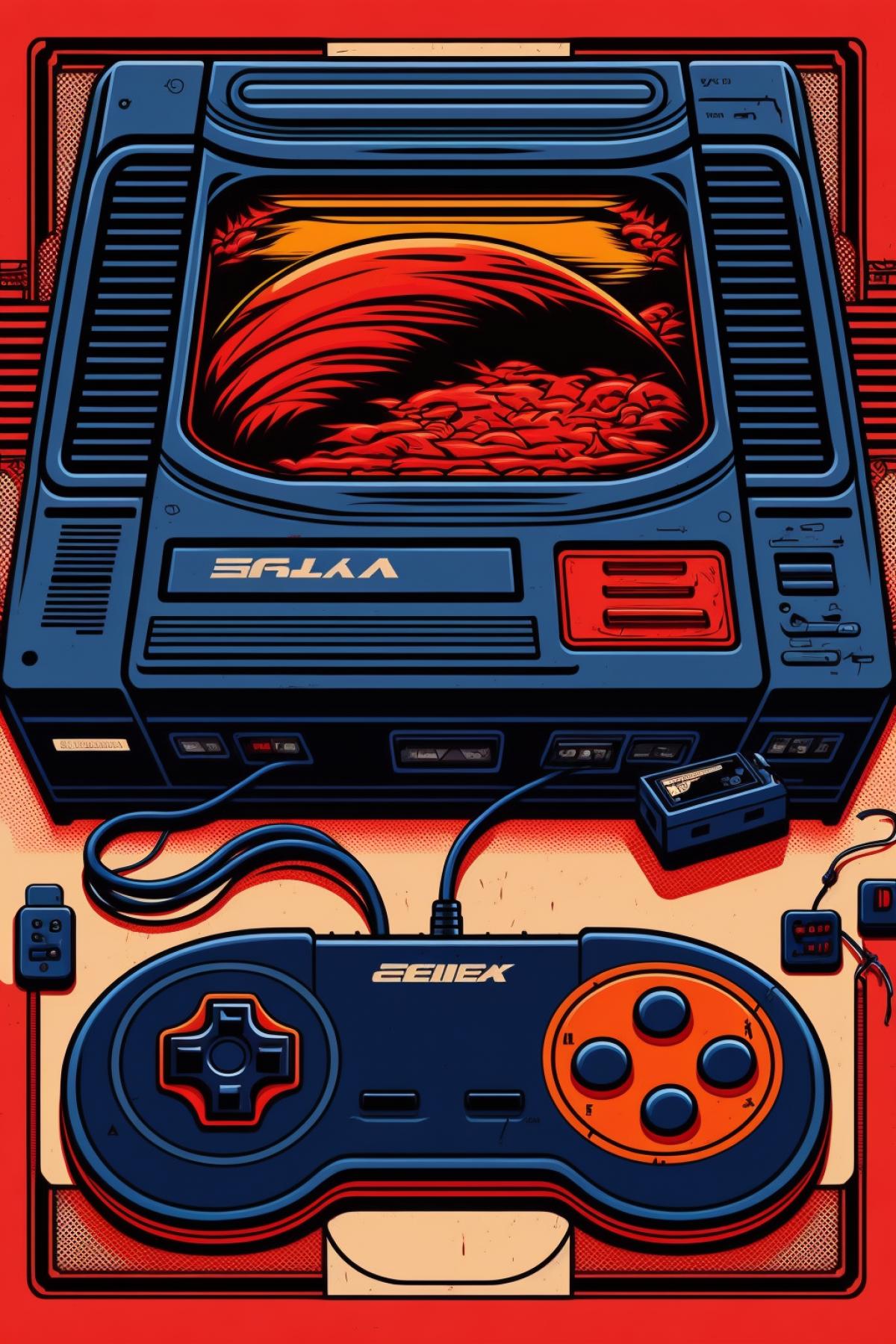 Screensaver of the game console sega mega drive.
