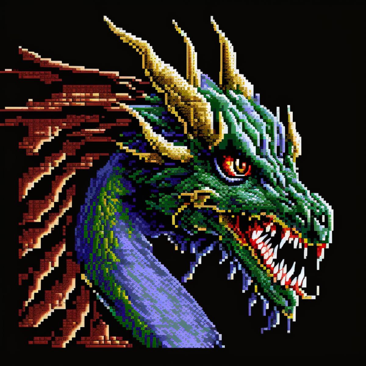 16 bit pixel art of a dragon