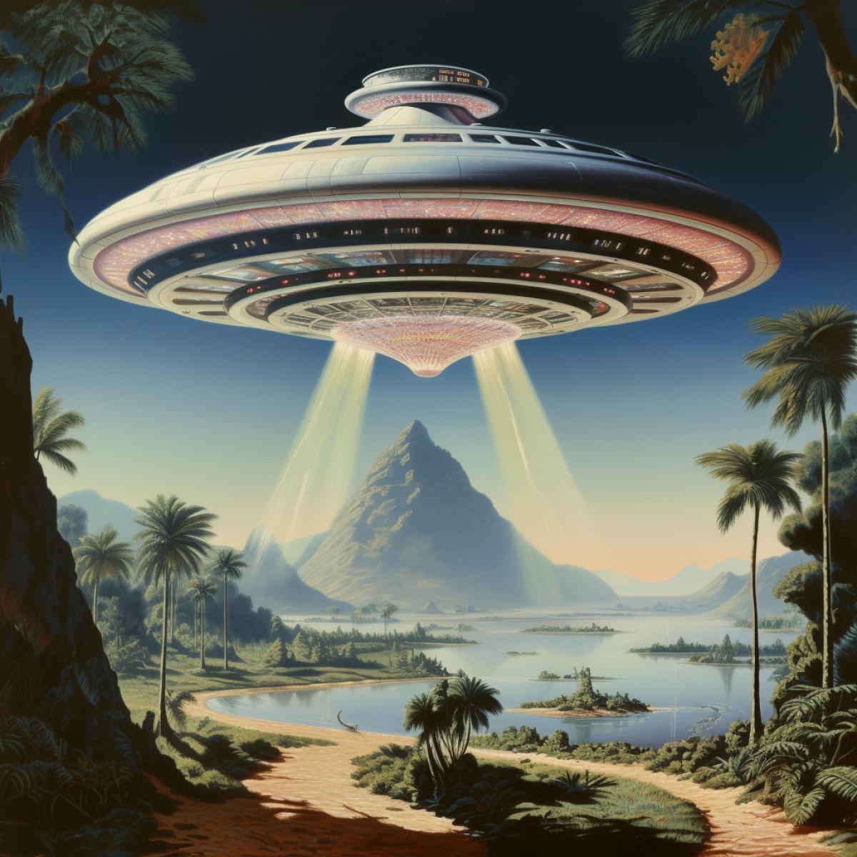 UFO flying saucer 80s of the 20th century, Retro futurism