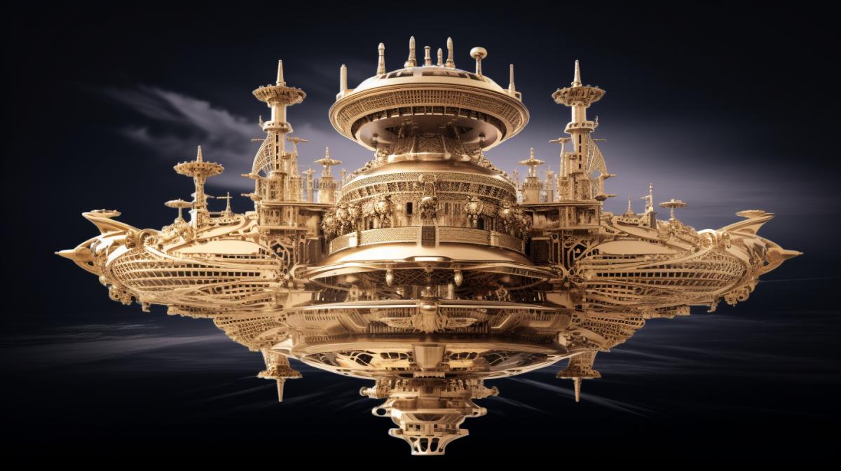 unusual spaceship in the view of ancient thinkers high detail