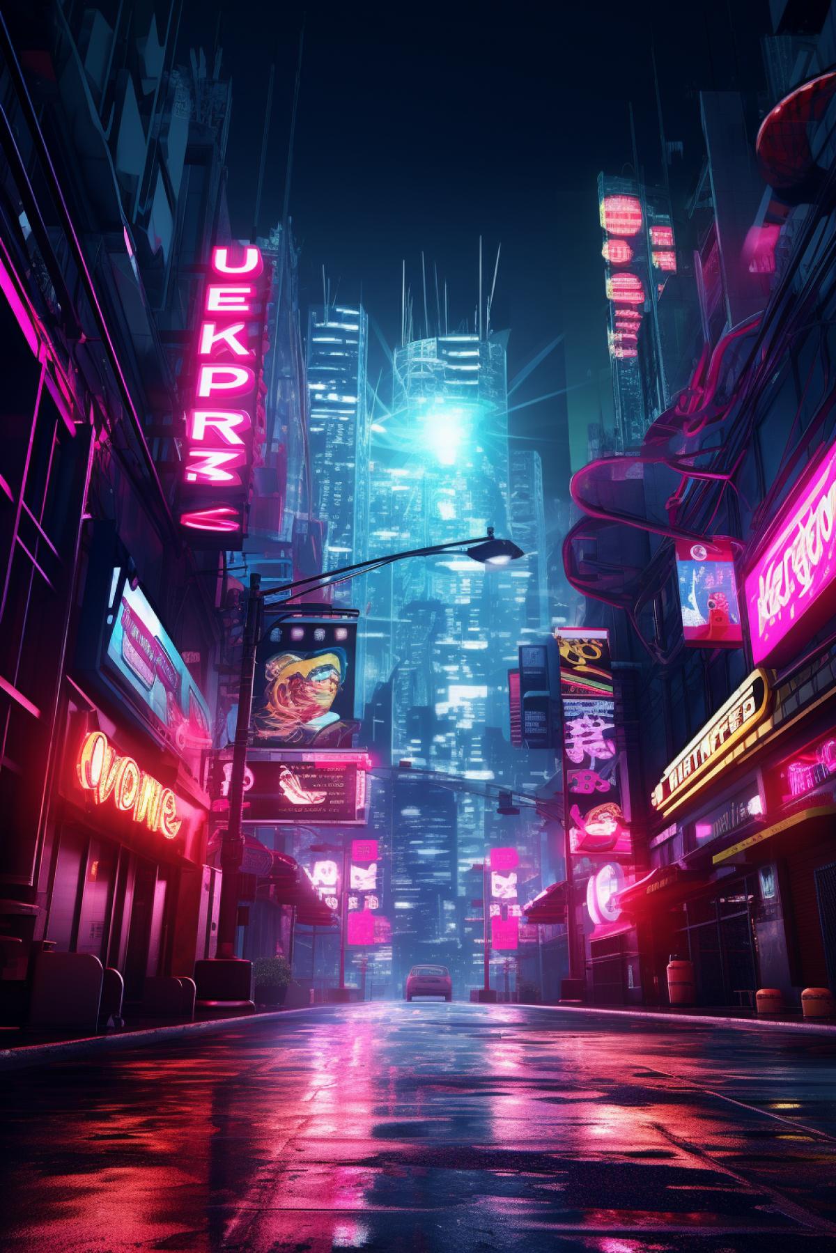 New York City for cyberpunk style, neon, night, photorealistic