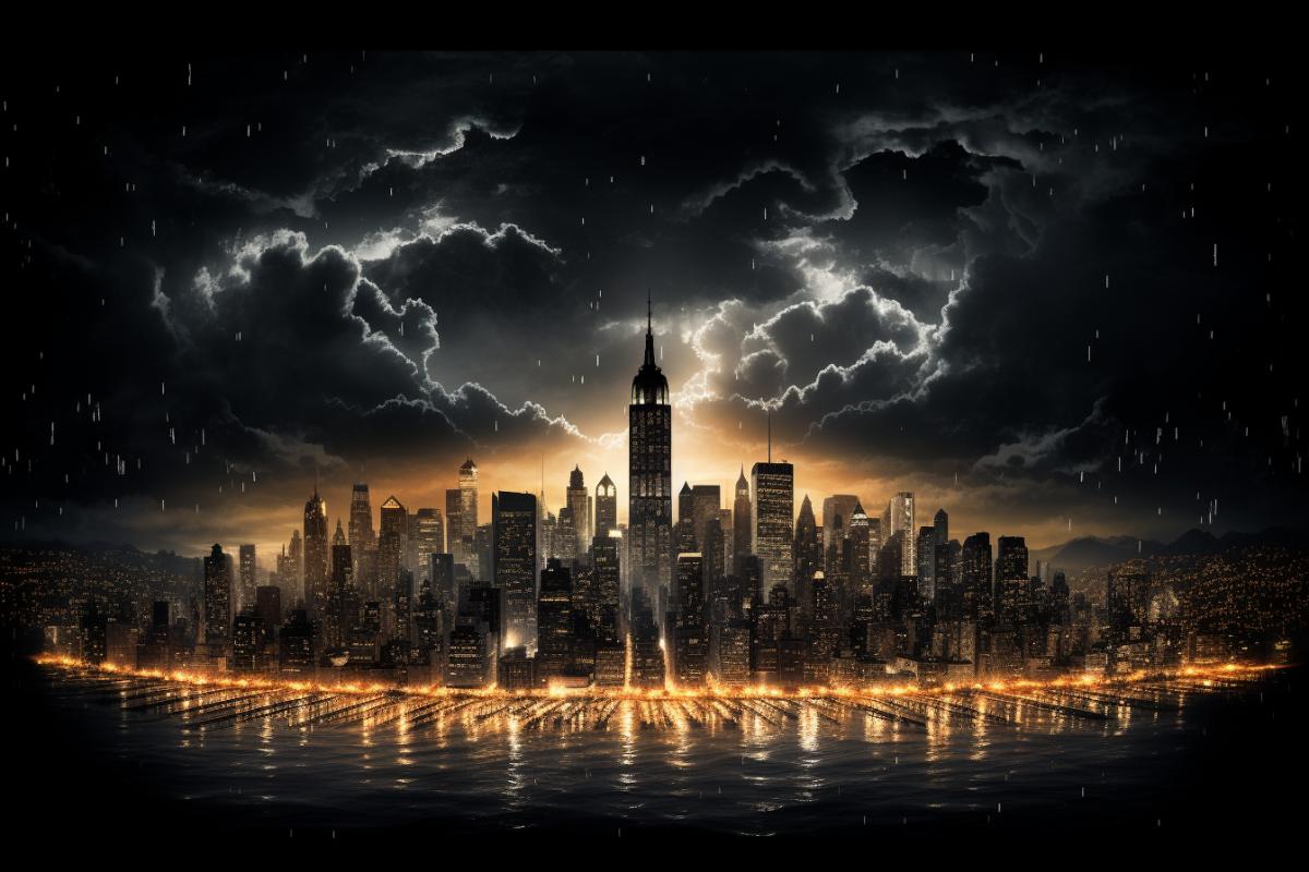 batman city with lights at night, in the style of new york school, snapshots of iconic hollywood stars,ben templesmith, celestialpunk, metropolis meets nature, robert irwin